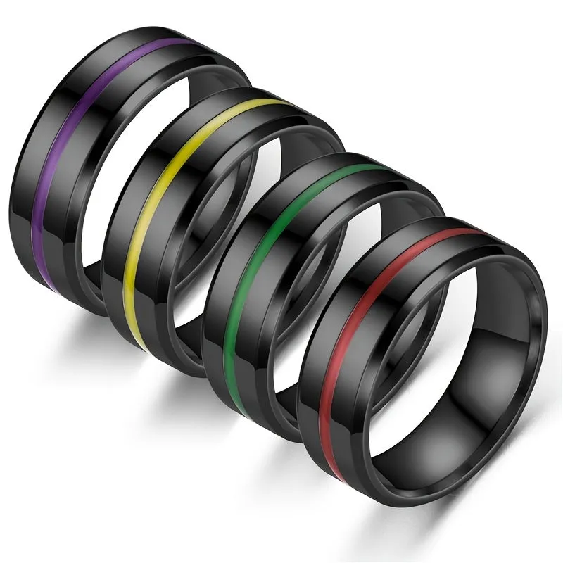 8mm Stainless Steel Men's Wedding Ring Titanium Band Silver Rose Golden