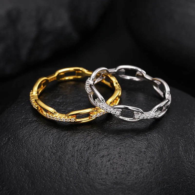 925 Silver Skeleton Interlocking Moissanite Ring