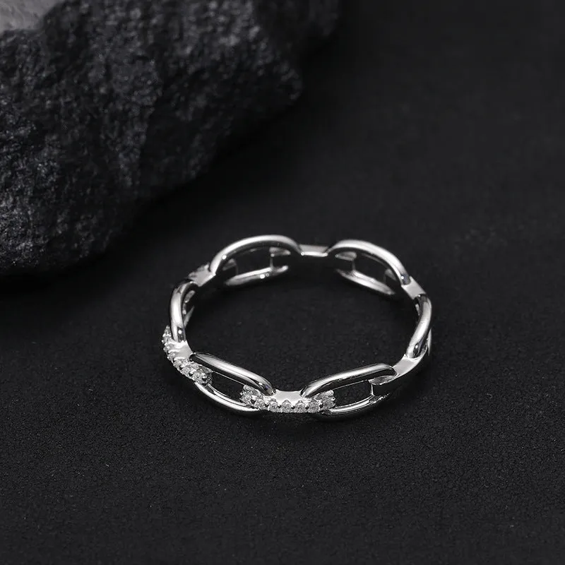 925 Silver Skeleton Interlocking Moissanite Ring