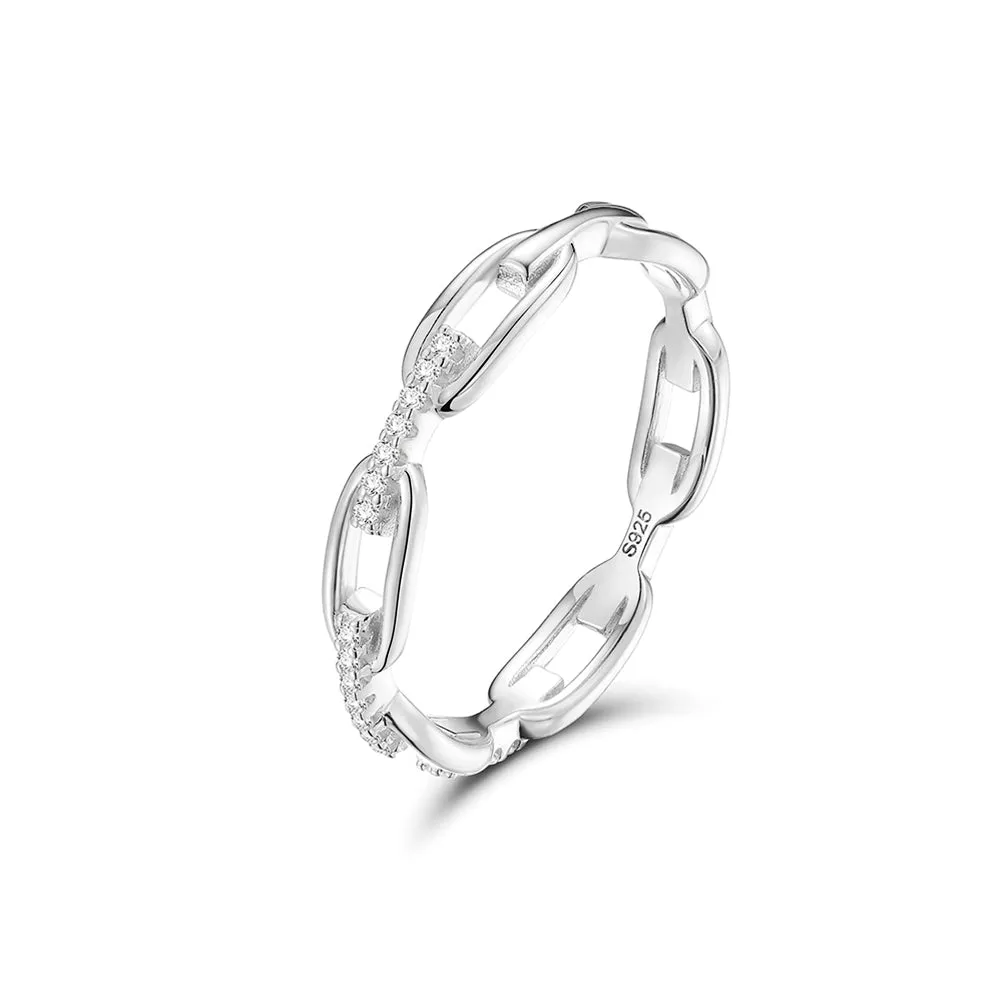 925 Silver Skeleton Interlocking Moissanite Ring