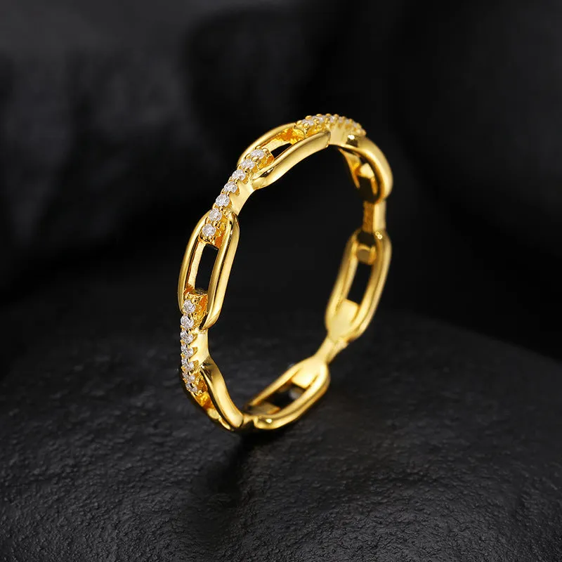 925 Silver Skeleton Interlocking Moissanite Ring