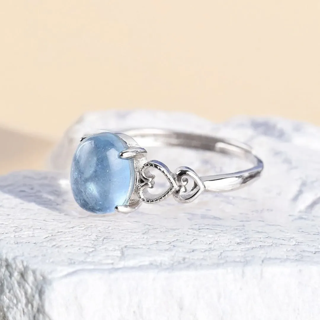 Adjustable Ring "Sea Crystal" in Aquamarine