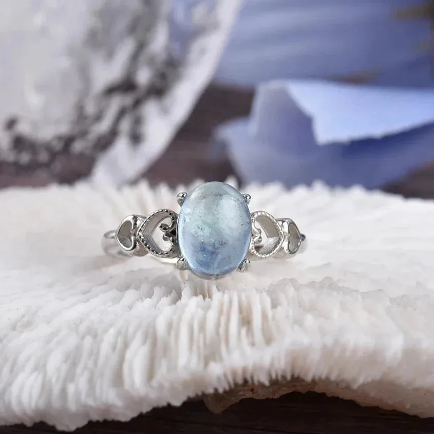Adjustable Ring "Sea Crystal" in Aquamarine