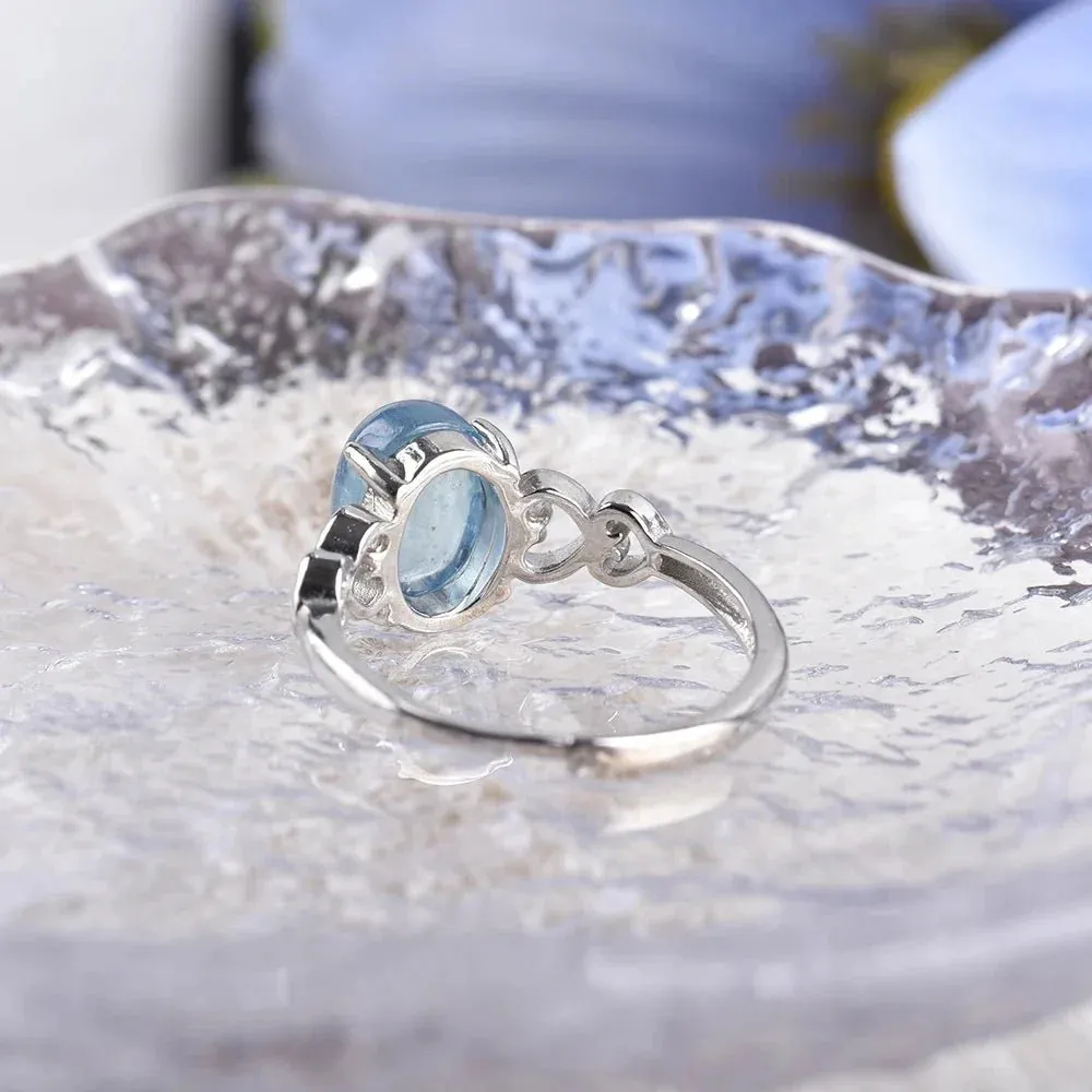 Adjustable Ring "Sea Crystal" in Aquamarine