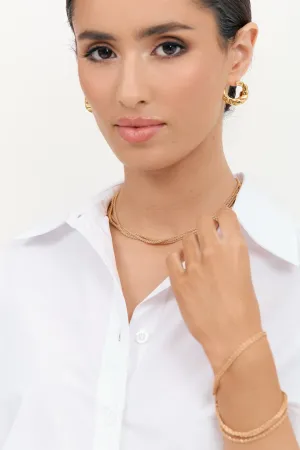 Adorne Mini Metal Textured Side Hoops - Gold