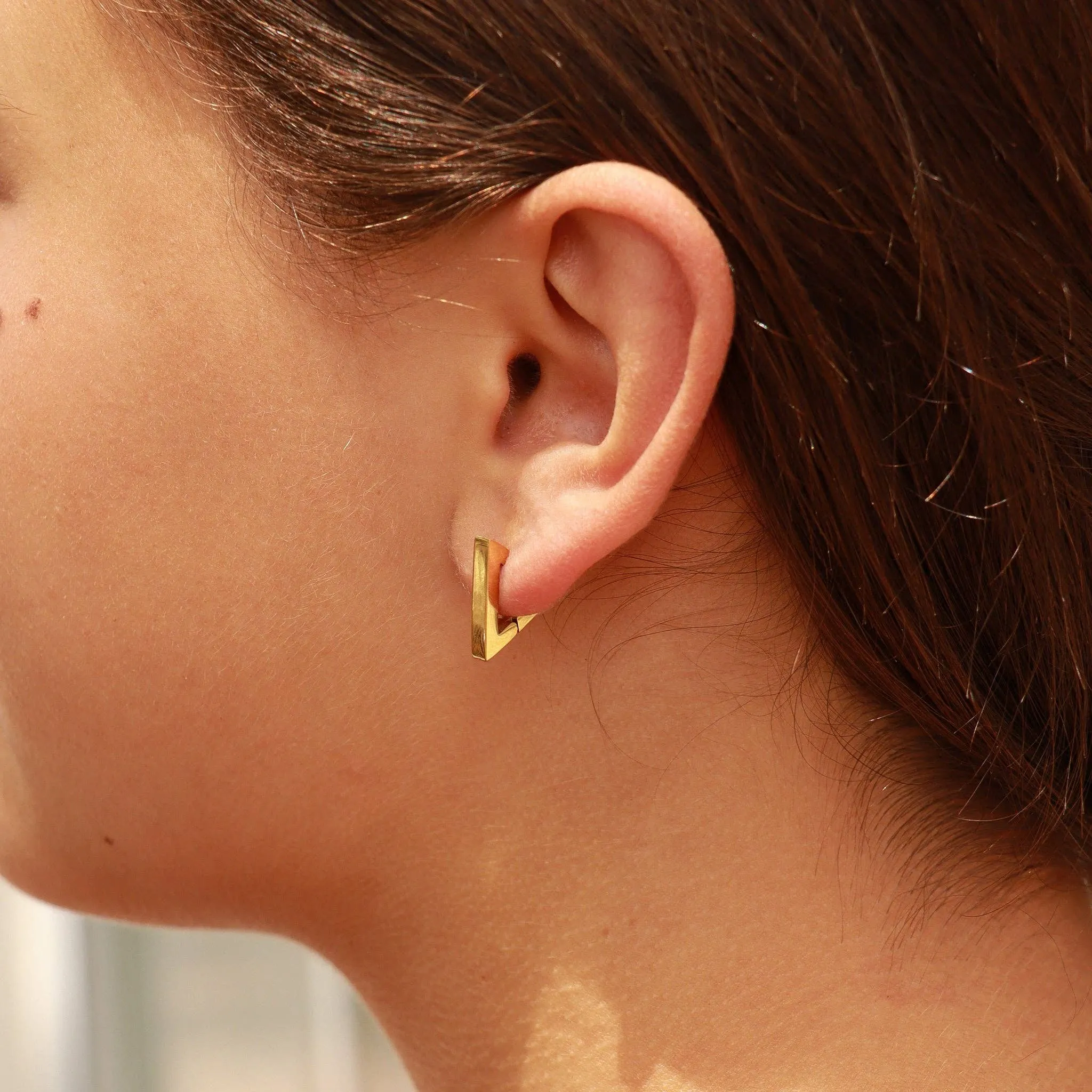Allison 18K Gold PVD and Stainless Steel PVD Triangle Huggie Earrings
