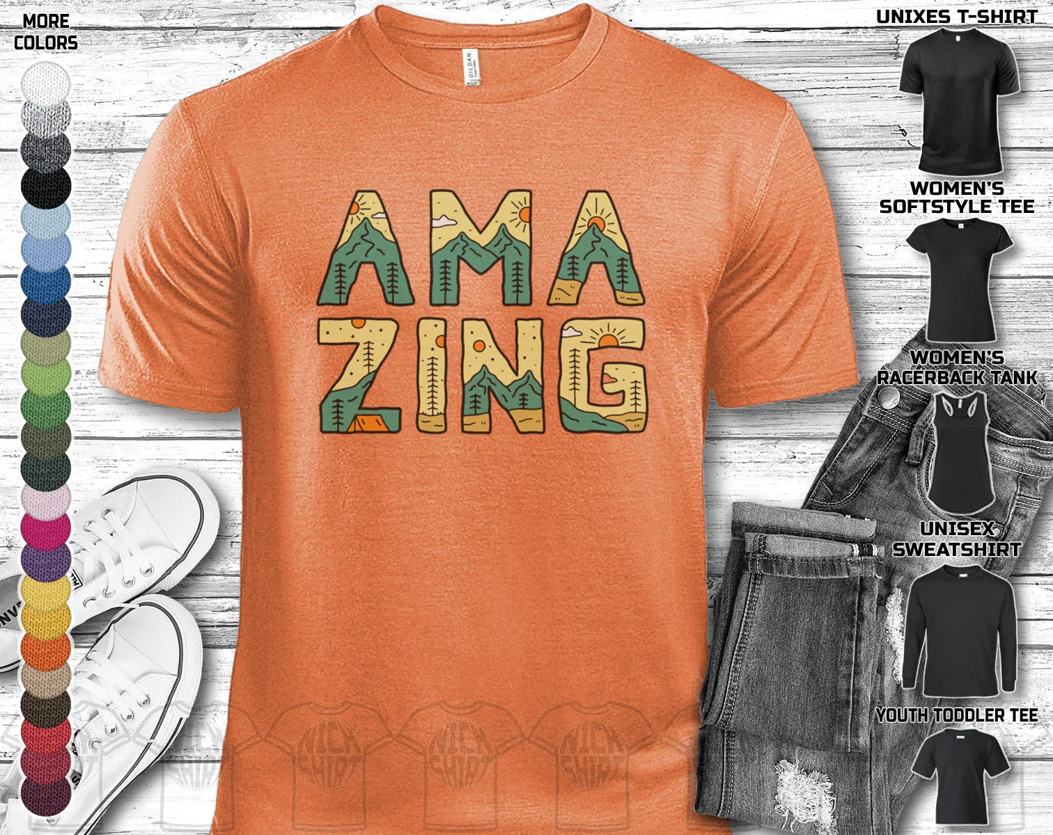 Amazing Explore Letters Camping Travel Adventure Wild Nature Mountain Forest Trip Lake Gift Unisex T-Shirt