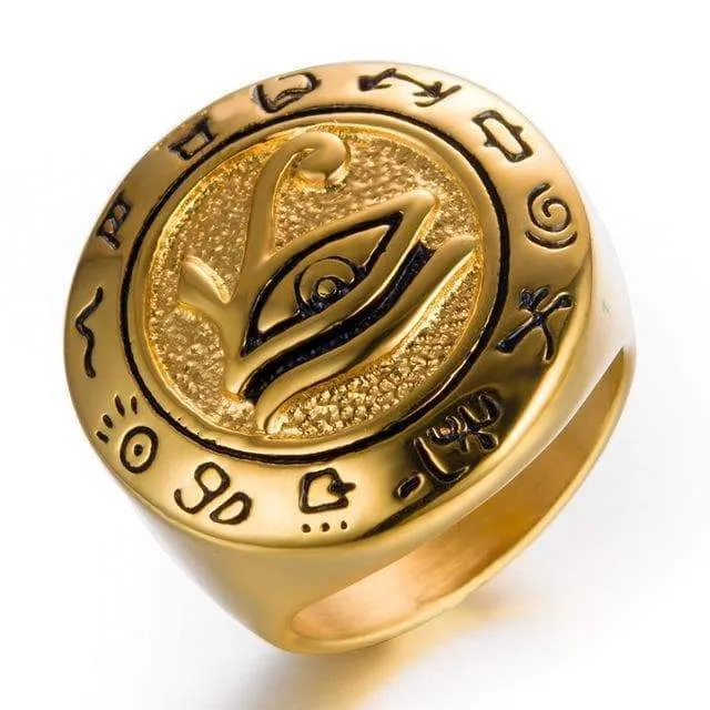 Ancient Egypt Eye of Horus Stainless Steel Ring