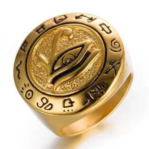 Ancient Egypt Eye of Horus Stainless Steel Ring