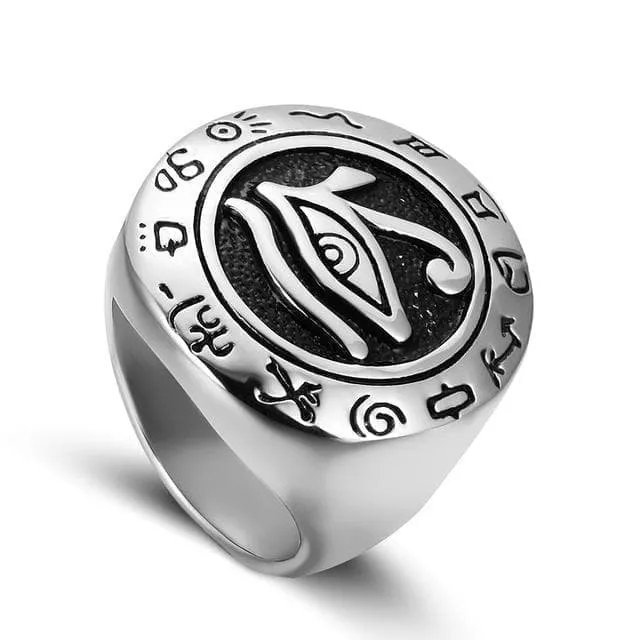Ancient Egypt Eye of Horus Stainless Steel Ring