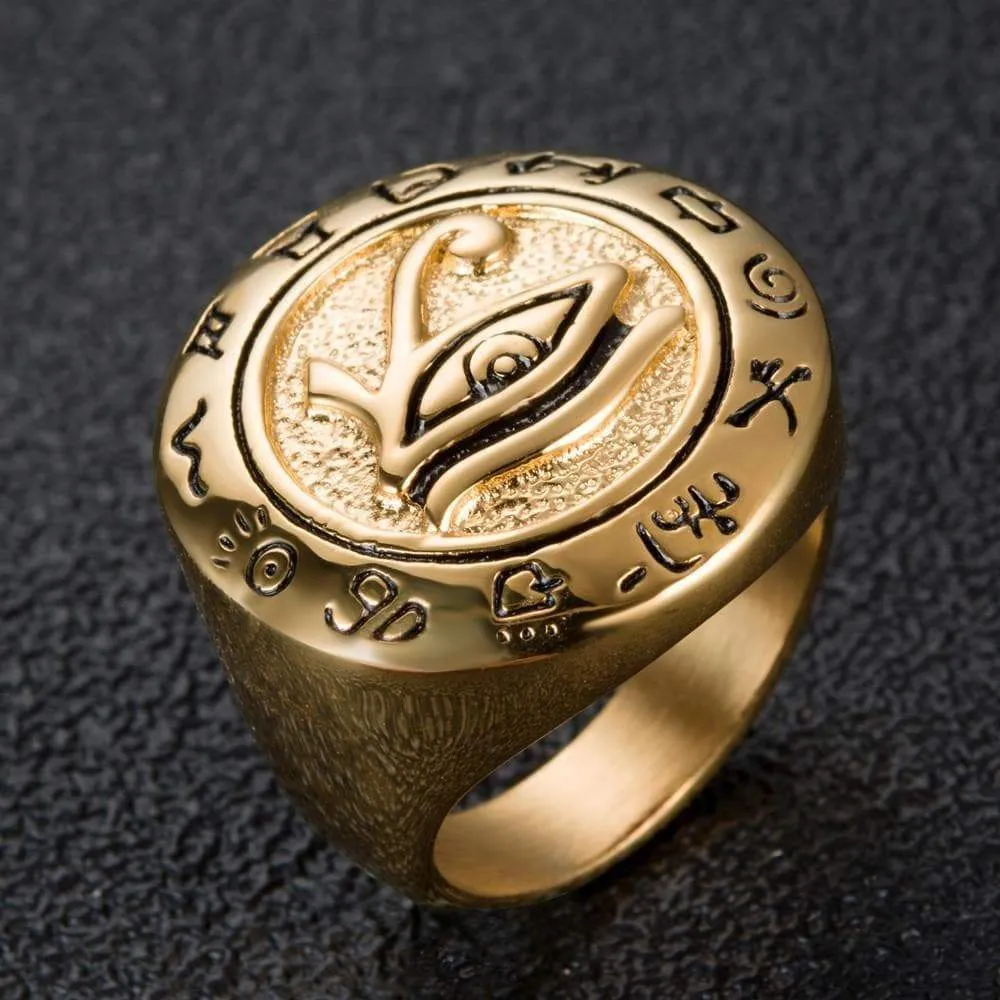 Ancient Egypt Eye of Horus Stainless Steel Ring