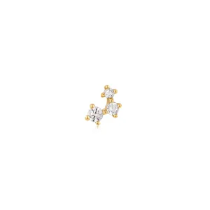 Ania Haie Gold Plated CZ Trio Cluster Single Barbell Earring