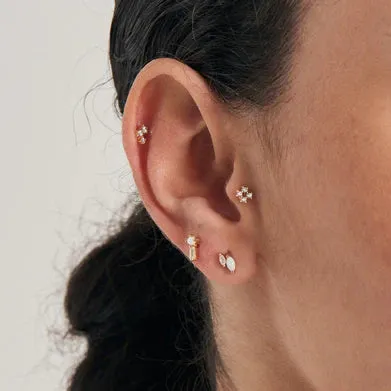 Ania Haie Gold Plated CZ Trio Cluster Single Barbell Earring