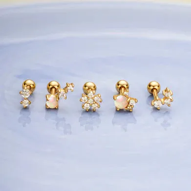 Ania Haie Gold Plated CZ Trio Cluster Single Barbell Earring