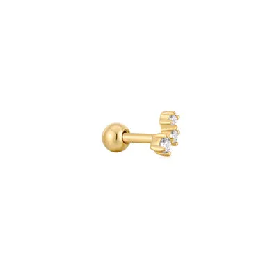 Ania Haie Gold Plated CZ Trio Cluster Single Barbell Earring