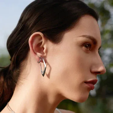 Ania Haie Sterling Silver Black Agate Huggie Hoop Earrings