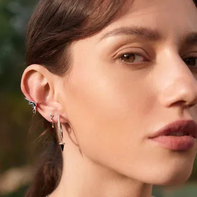Ania Haie Sterling Silver Black Agate Huggie Hoop Earrings