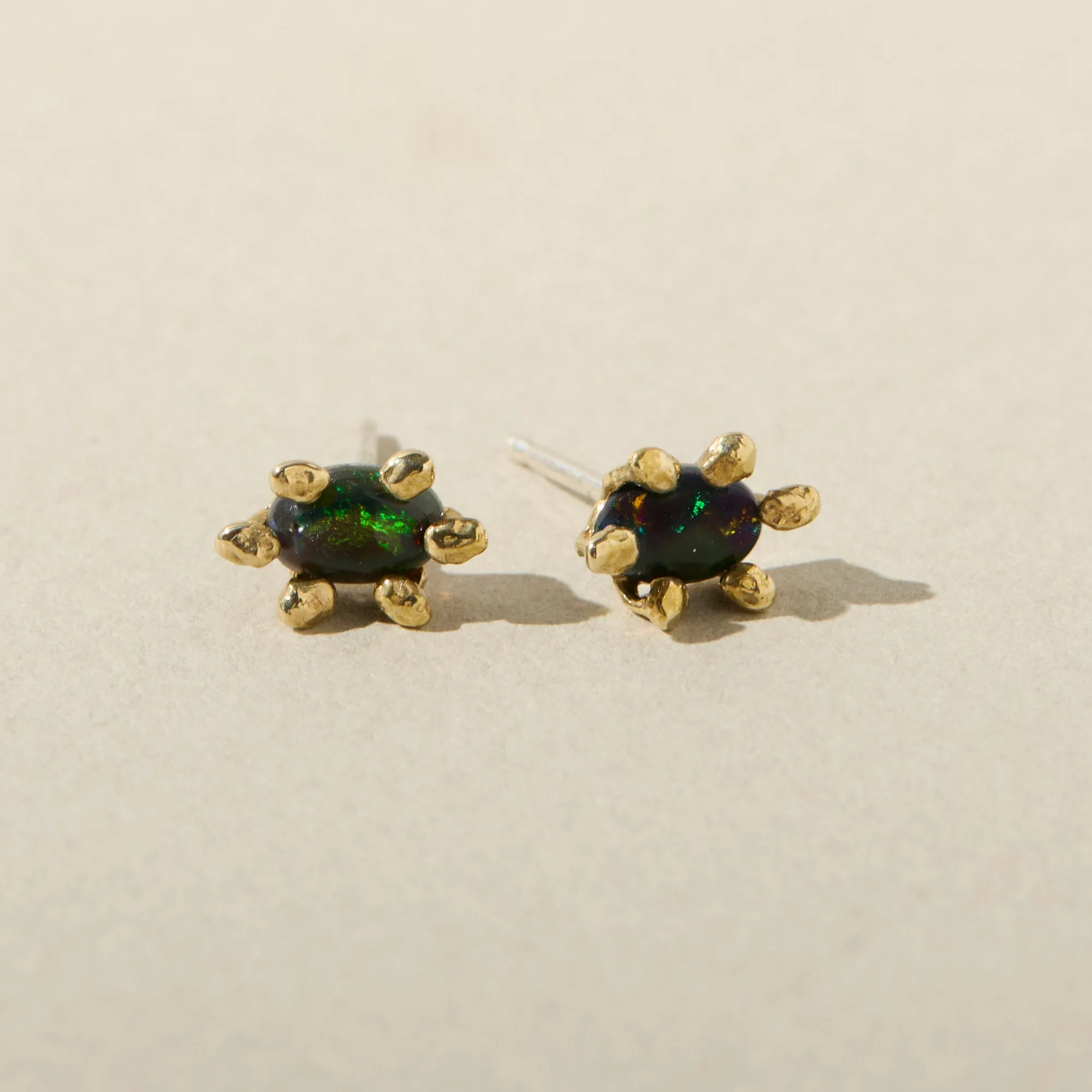 Aster Earrings with Black Opal