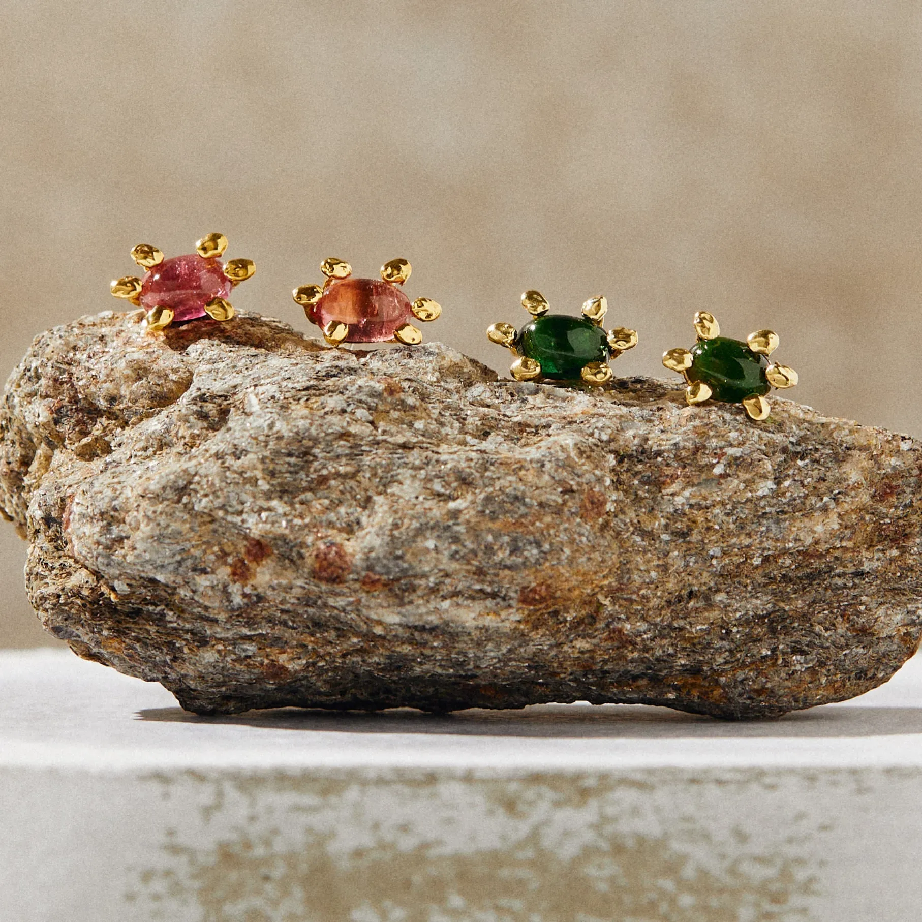 Aster Earrings with Pink Tourmaline