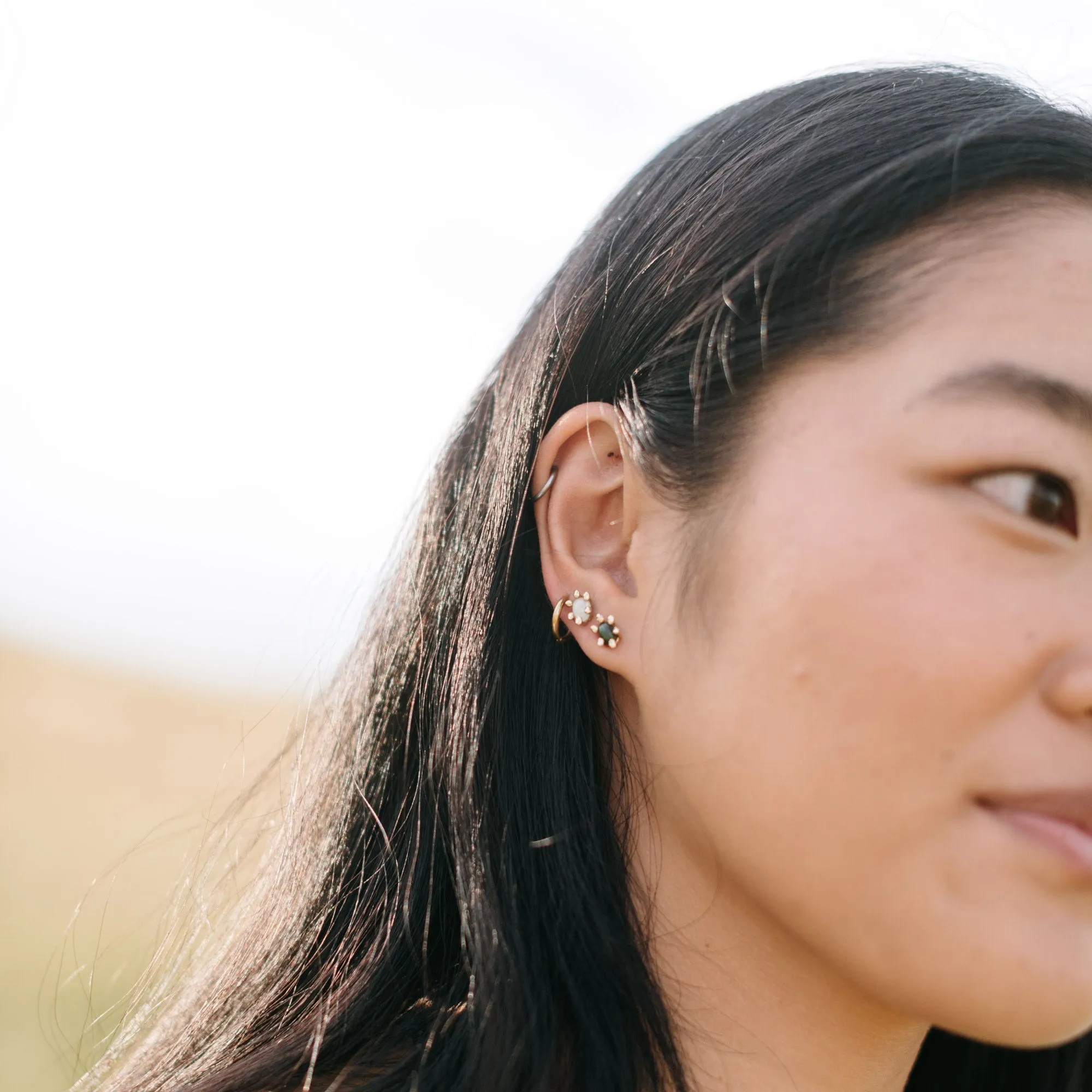 Aster Earrings with White Opal