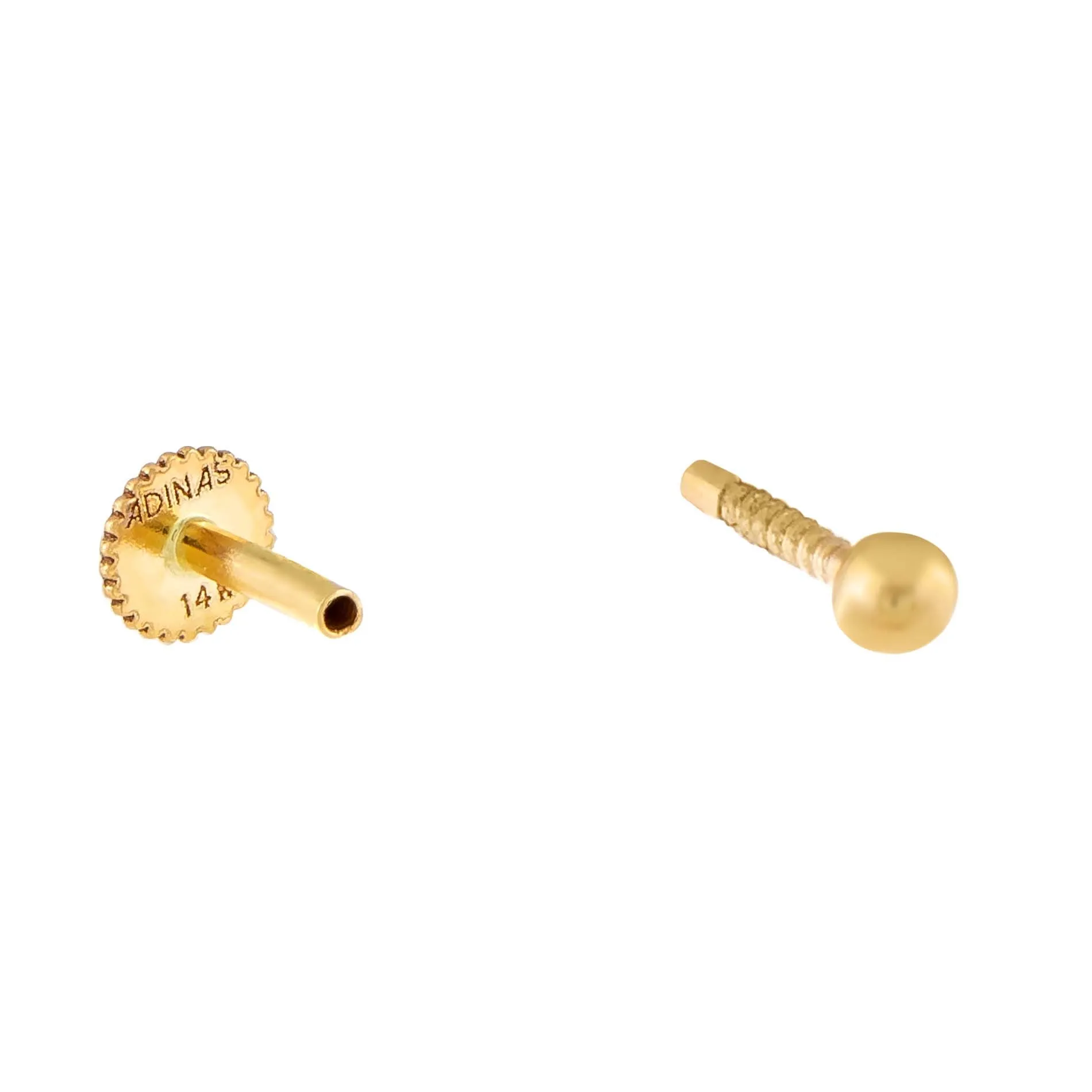 Ball Threaded Stud Earring 14k