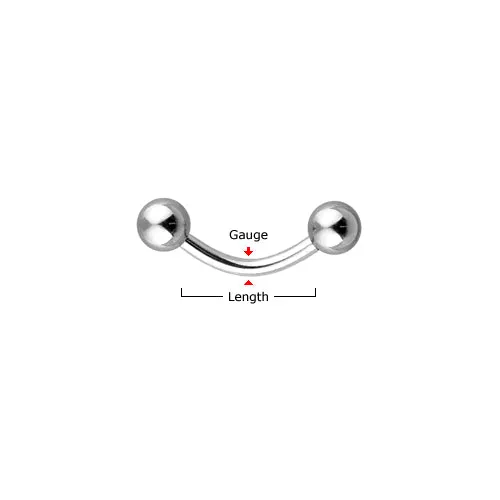 Basic Grade 23 Solid Titanium Curved Barbells Eyebrow Rings 16G