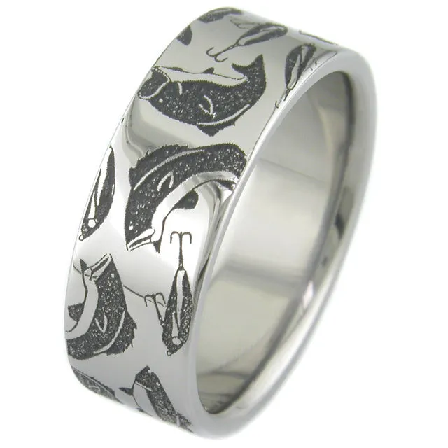 Bass Fish Titanium Ring