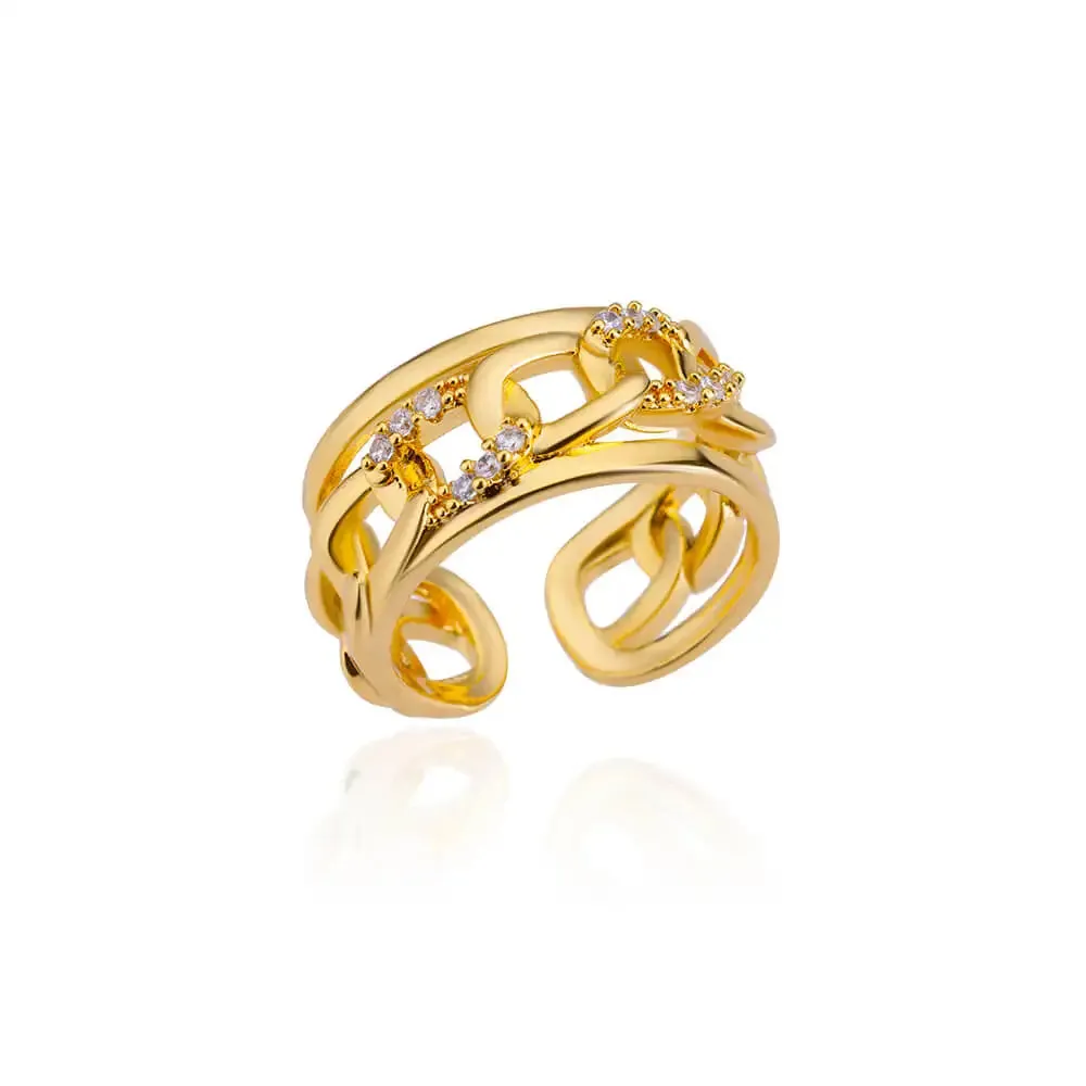 Belt Chain Rings for Women Men Gold Color Stainless Steel Ring Trend Luxury Korean Fashion Aesthetic Jewelry
