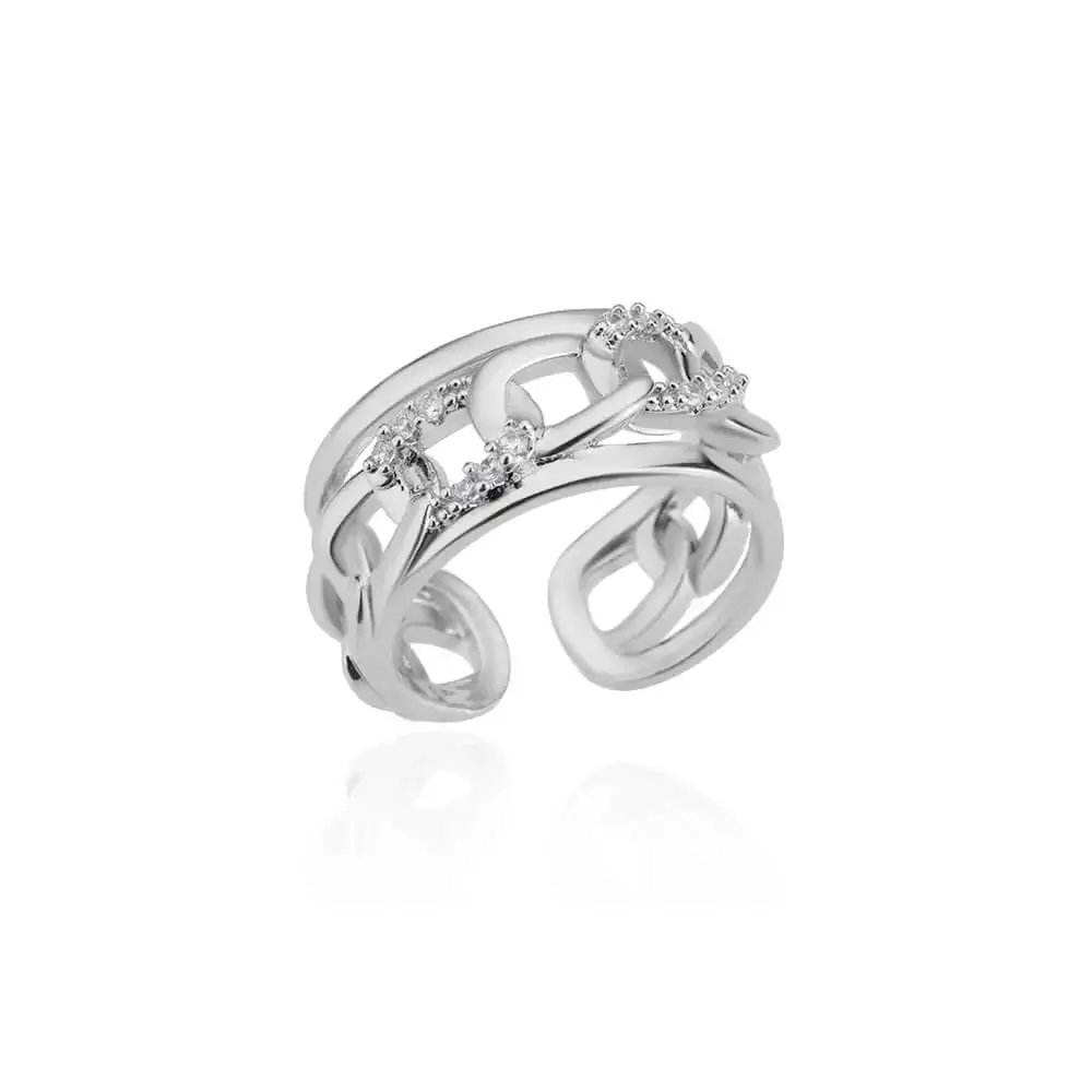 Belt Chain Rings for Women Men Gold Color Stainless Steel Ring Trend Luxury Korean Fashion Aesthetic Jewelry