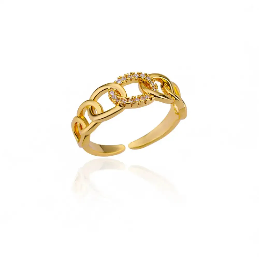Belt Chain Rings for Women Men Gold Color Stainless Steel Ring Trend Luxury Korean Fashion Aesthetic Jewelry