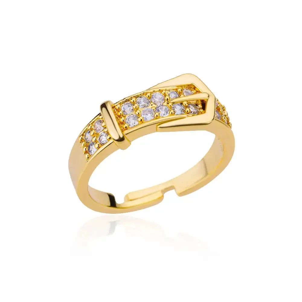 Belt Chain Rings for Women Men Gold Color Stainless Steel Ring Trend Luxury Korean Fashion Aesthetic Jewelry