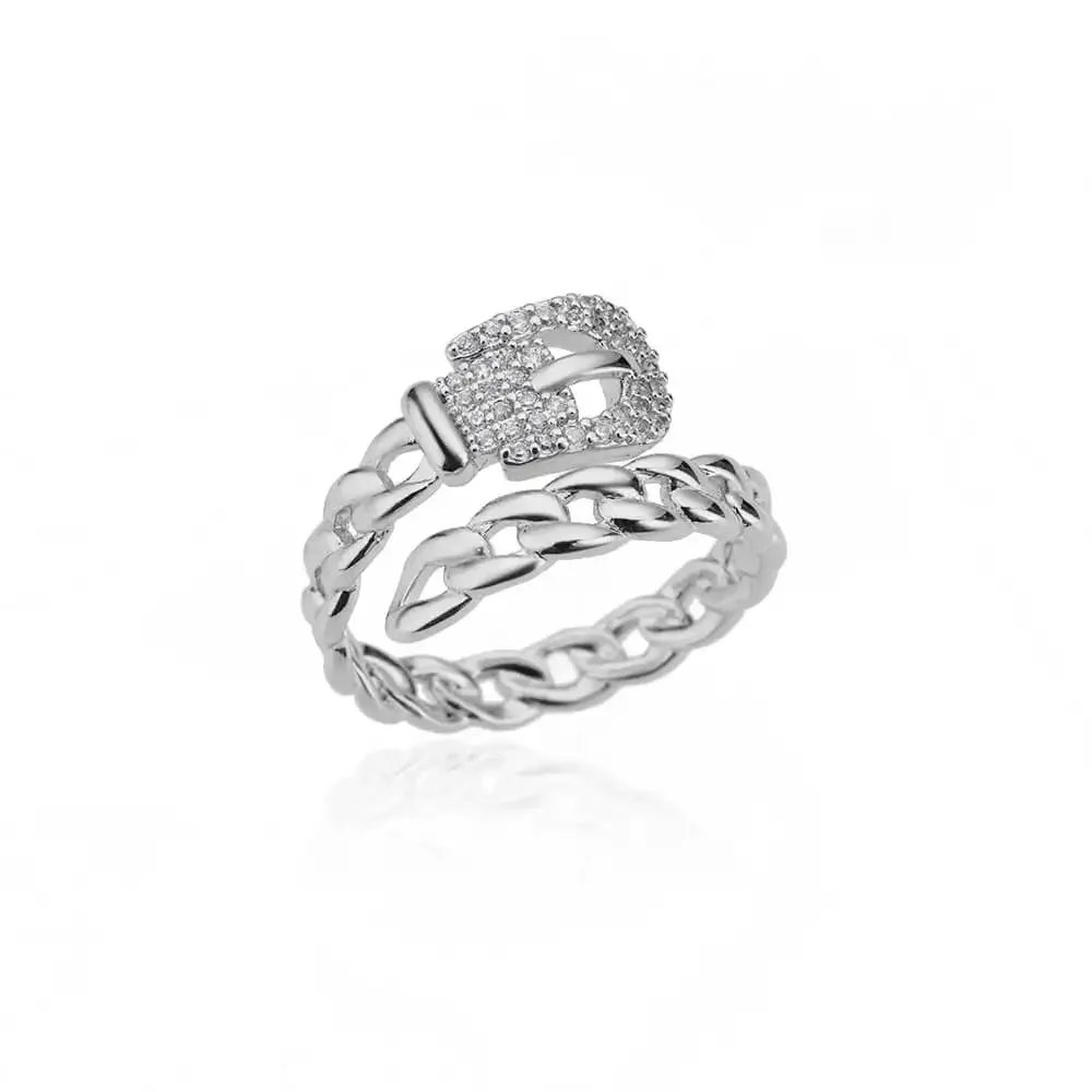 Belt Chain Rings for Women Men Gold Color Stainless Steel Ring Trend Luxury Korean Fashion Aesthetic Jewelry
