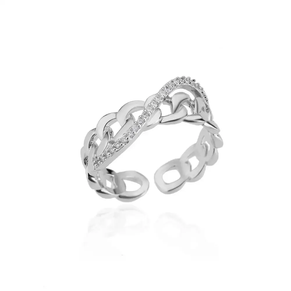 Belt Chain Rings for Women Men Gold Color Stainless Steel Ring Trend Luxury Korean Fashion Aesthetic Jewelry
