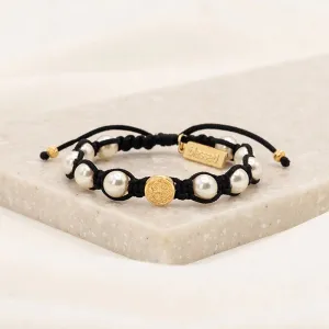 Benedictine Pearl Bracelet, blk/gold