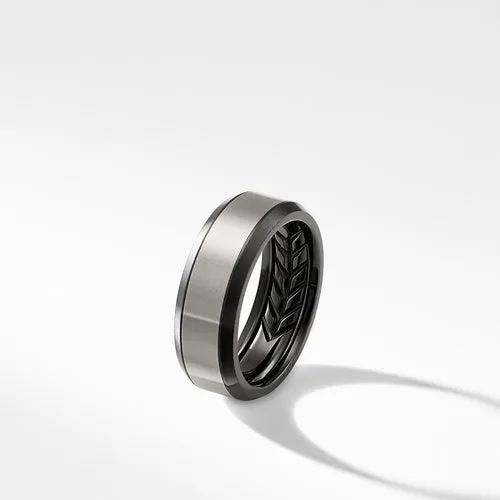 Beveled Band Ring in Black Titanium with Grey Titanium, Size 9.5
