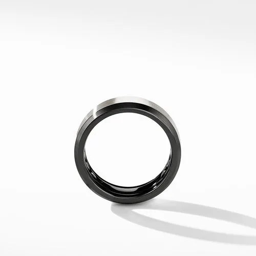 Beveled Band Ring in Black Titanium with Grey Titanium, Size 9.5