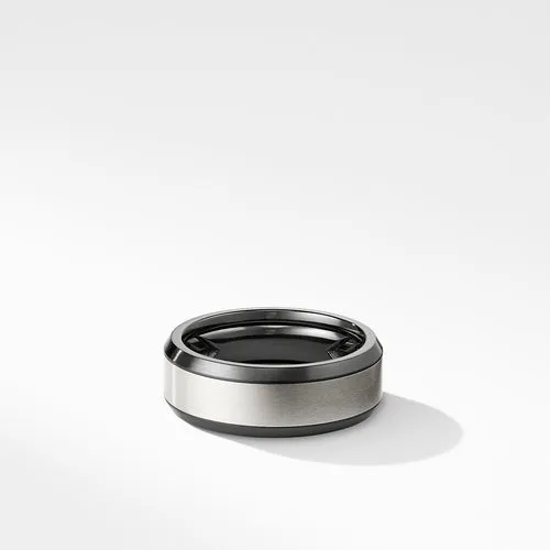 Beveled Band Ring in Black Titanium with Grey Titanium, Size 9.5