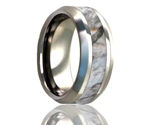 Beveled Edge Snow Shadow Camo Titanium Ring