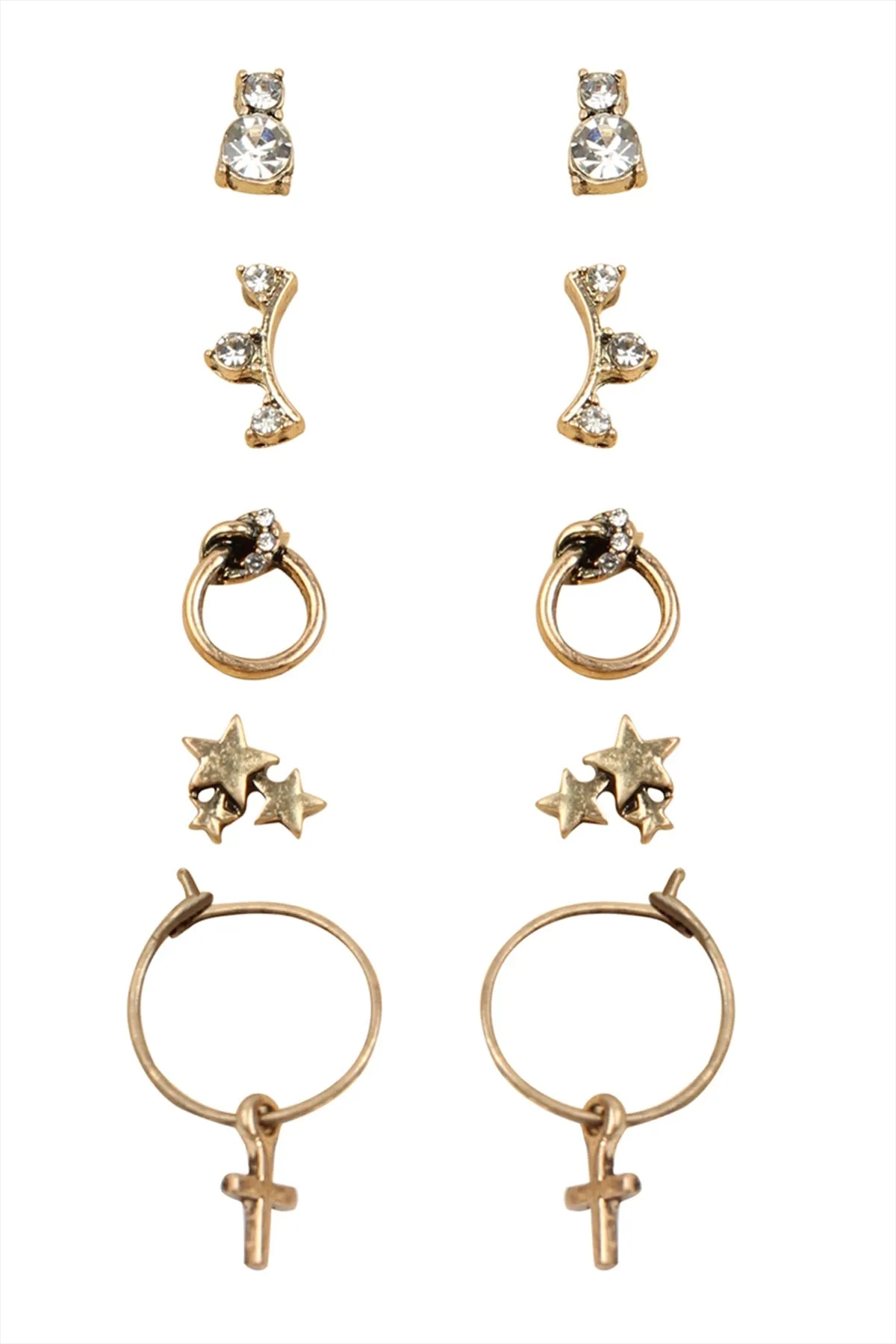 BIG STAR HOOP FIVE STUD EARRINGS SET