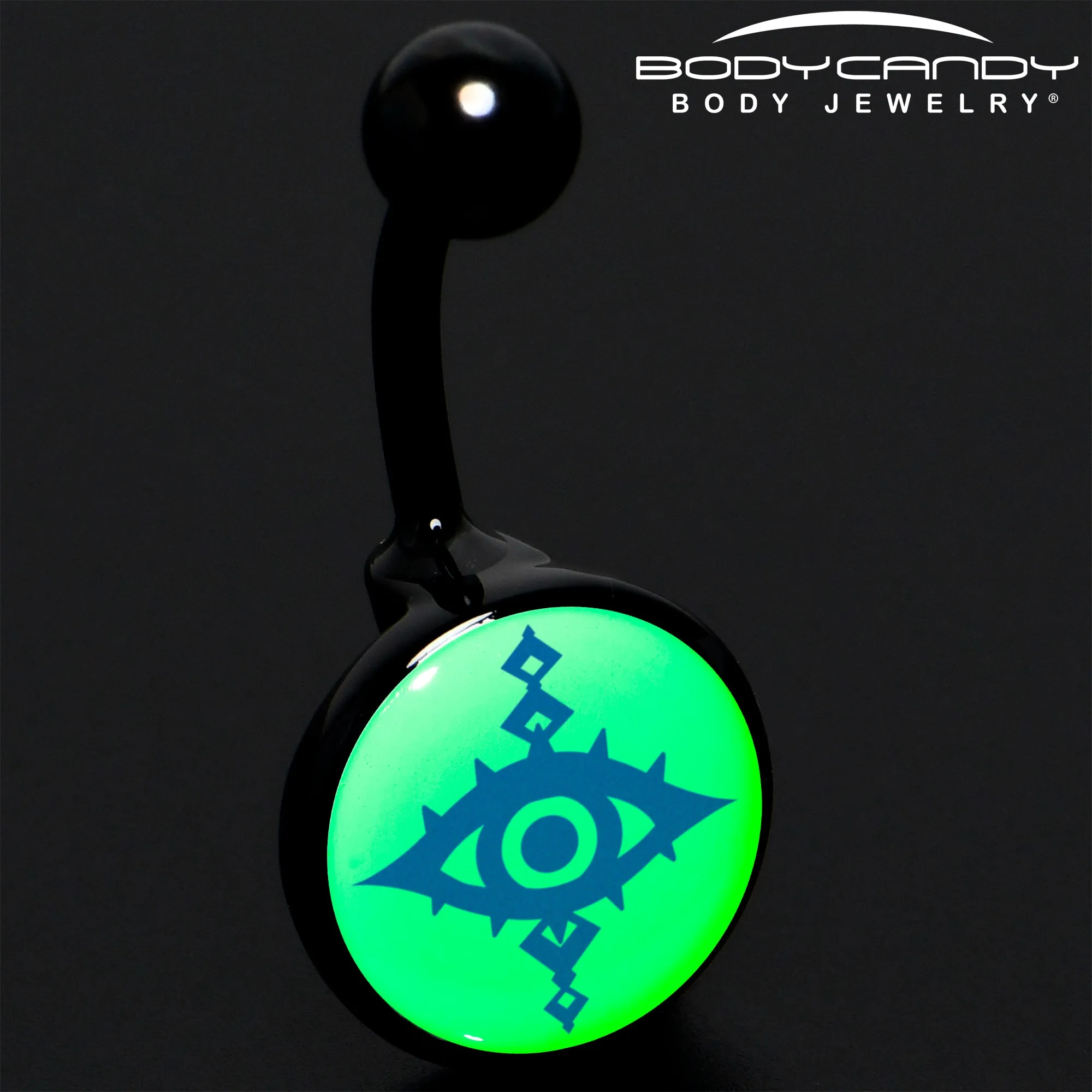 Black Anodized Glow in the Dark Evil Eye Belly Ring