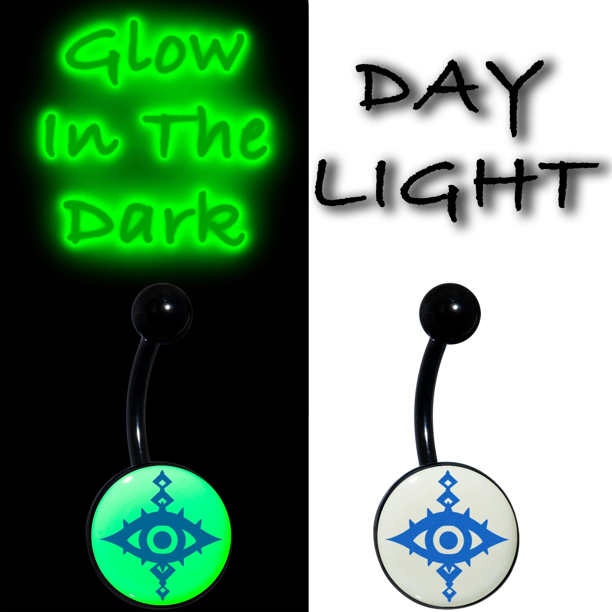 Black Anodized Glow in the Dark Evil Eye Belly Ring