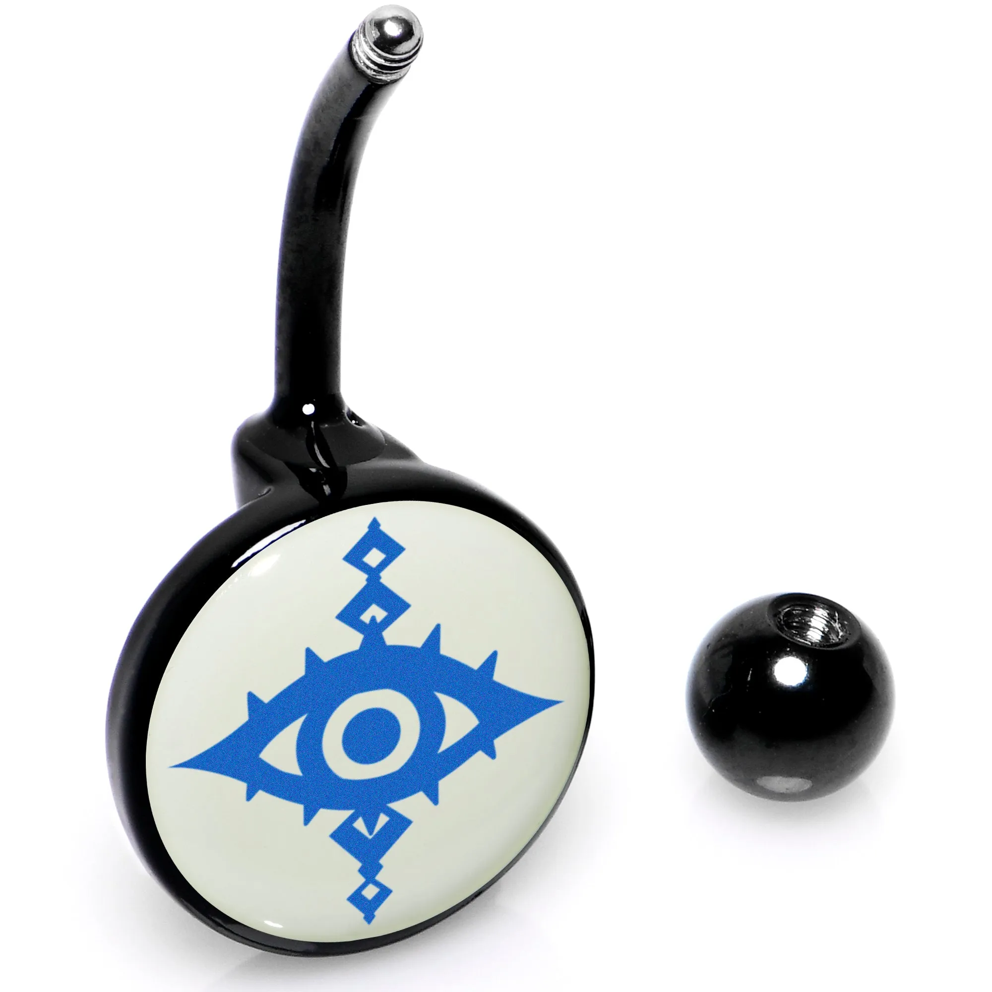 Black Anodized Glow in the Dark Evil Eye Belly Ring