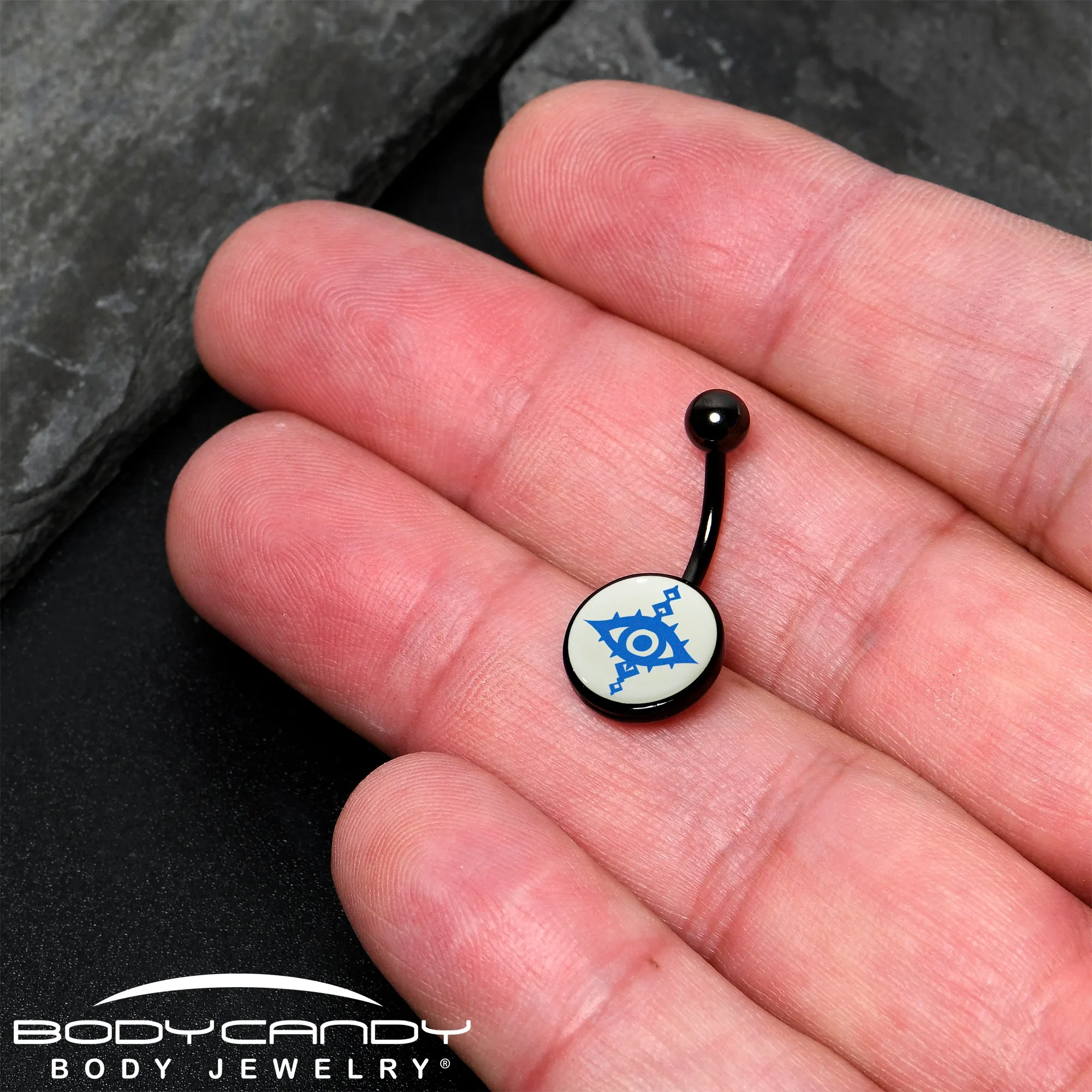 Black Anodized Glow in the Dark Evil Eye Belly Ring