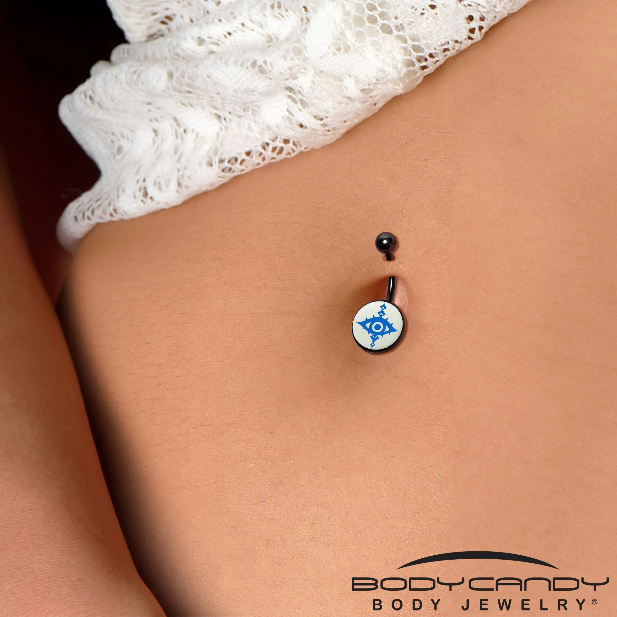 Black Anodized Glow in the Dark Evil Eye Belly Ring