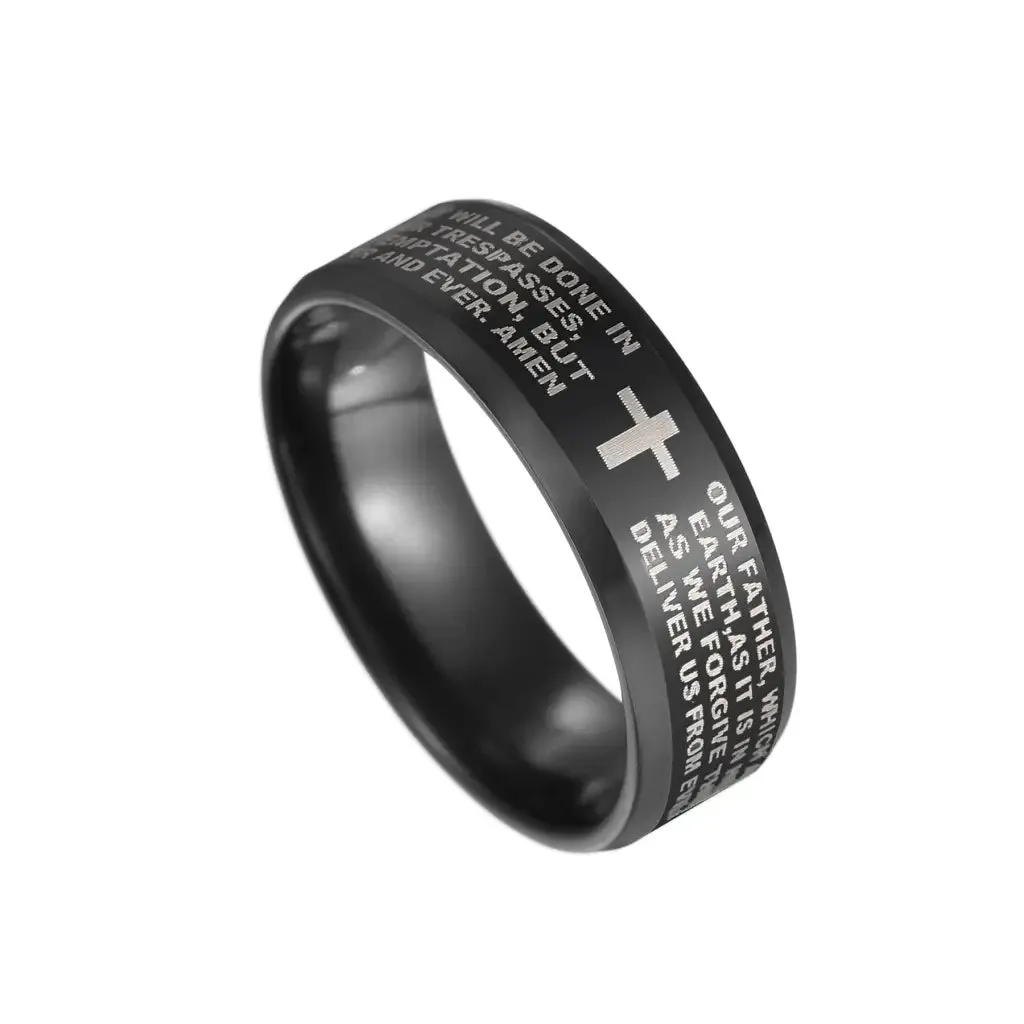 Black Cross Ring | Lord's Prayer Ring | Bible Scripture Rings | Christian  Jewelry | Religious Gifts | Faith Ring
