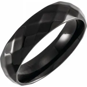 Black PVD Titanium 6 mm Faceted Band Size 7.5