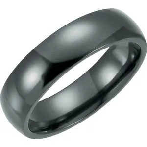 Black Titanium 6 mm Domed Polished Band Size 13