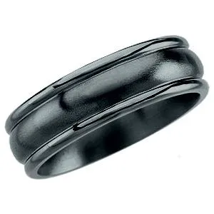 Black Titanium 7.5 mm Grooved Band Size 11