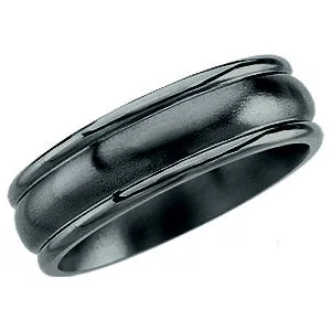 Black Titanium 7.5mm Grooved Band Size 9.5