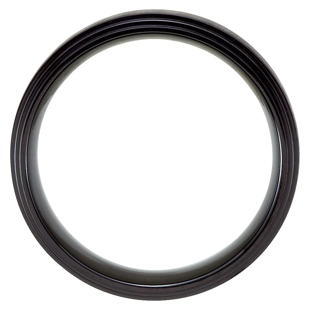 Black Titanium 8mm Double Ridged Band Size 13